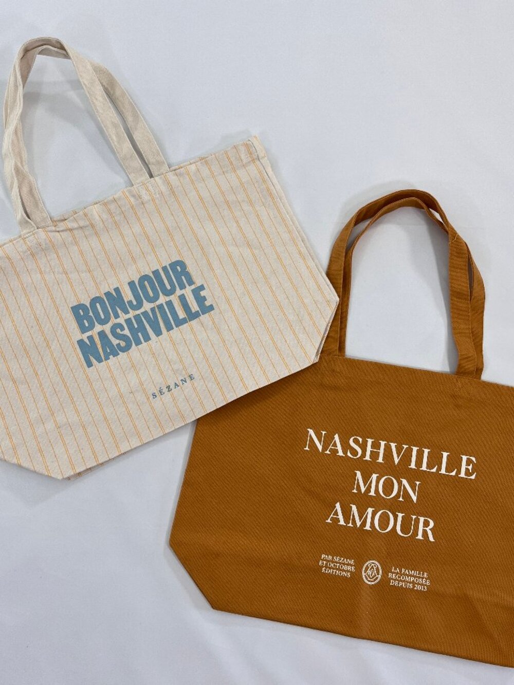 SEZANE NASHVILLE TN Set of 2 Cotton Canvas Tote Bags Authentic Reusable Bag Set